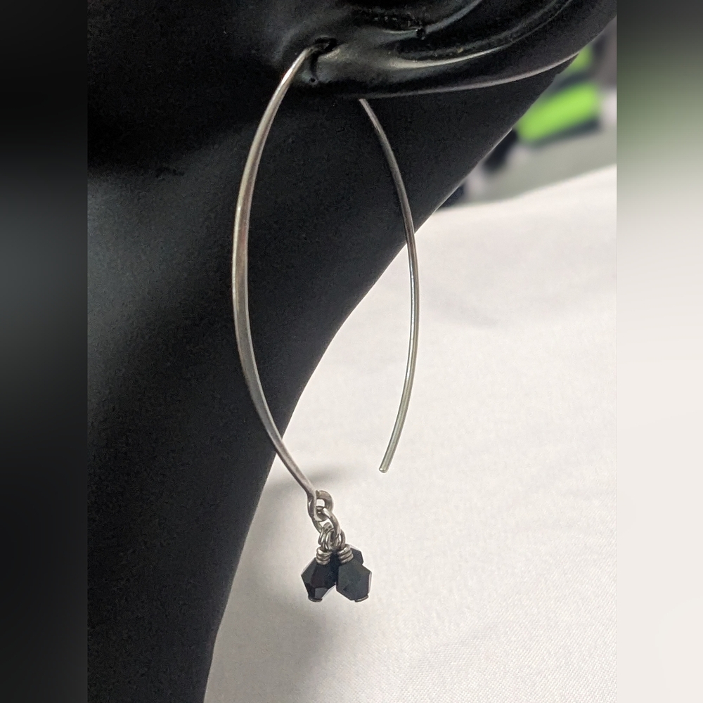 Silpada 925 Black Obsidian "Social Gathering" Wire Earrings - Picture 4 of 13